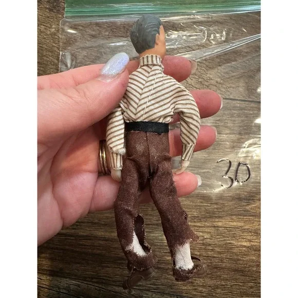 Vintage‎ Male Doll Figure Business Man Striped Shirt Brown Ripped Pants - Picture 5 of 5